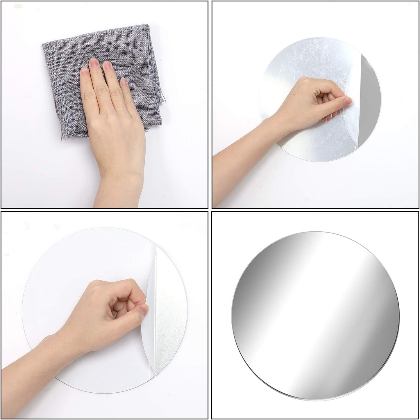 10 Pack Acrylic Round Mirrors(Silver)