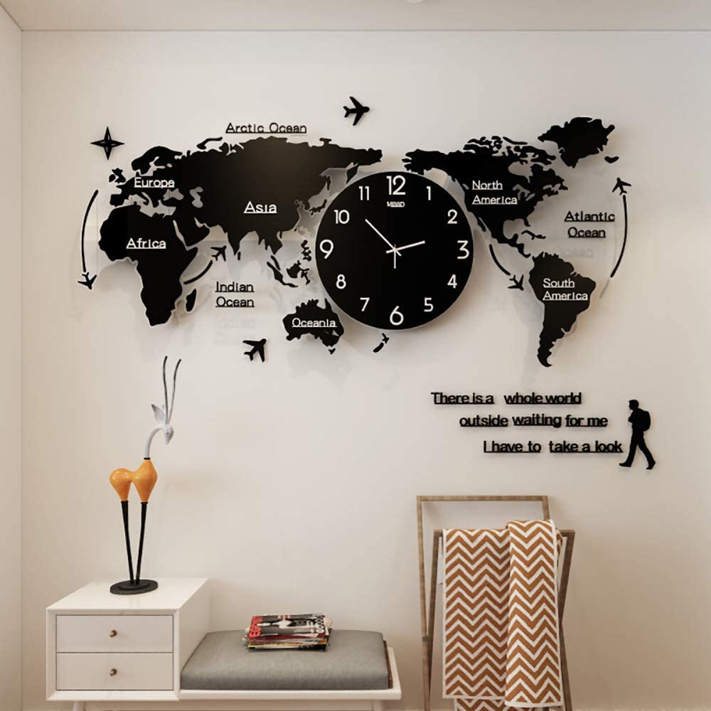 3D Wall Art - Acrylic World Map Clock