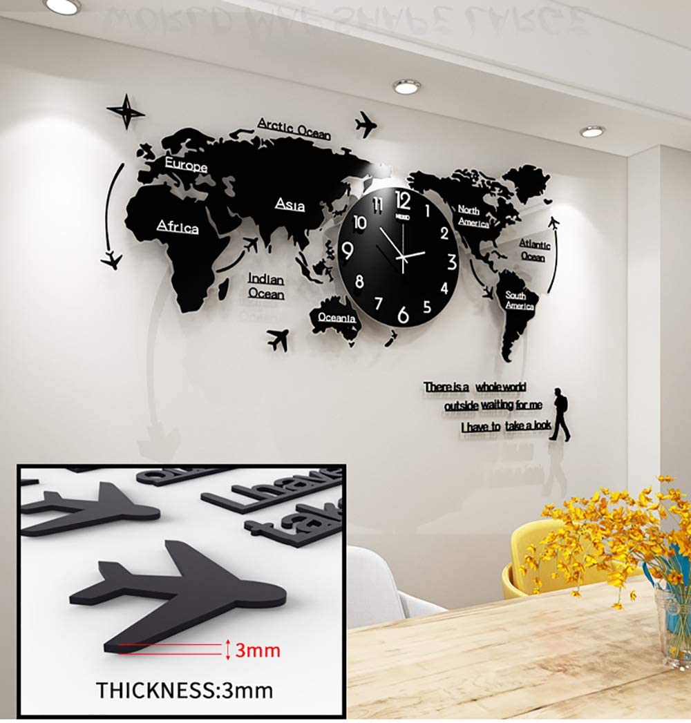 3D Wall Art - Acrylic World Map Clock