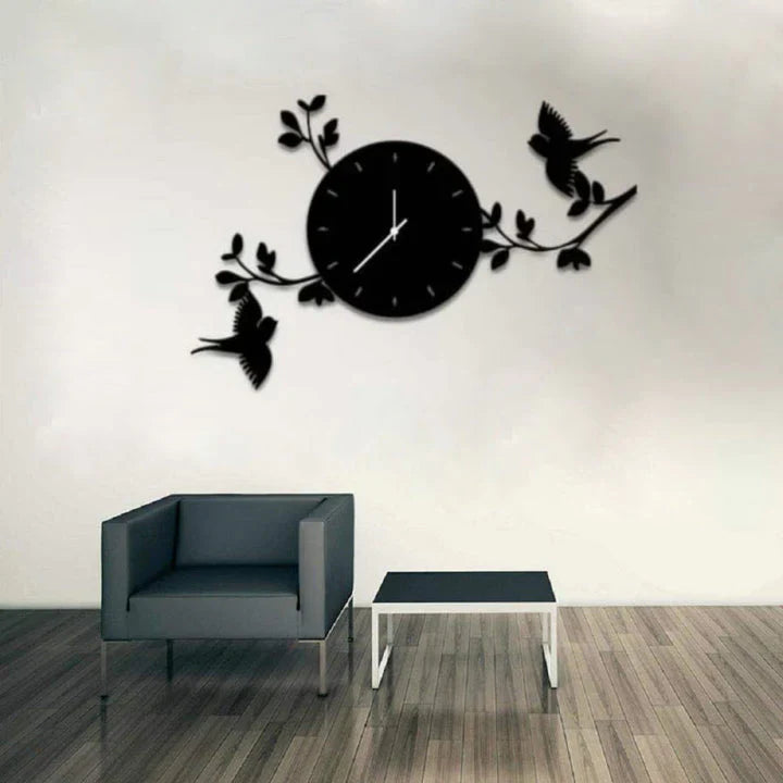 3D Wall Art - Birds On Branches DIY Wall Clock