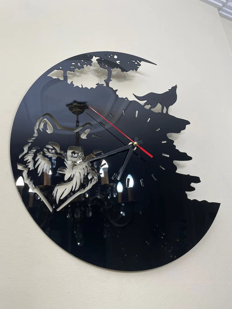 Black Wolf Acrylic Wall Clock - Wall Decor - Decorthat